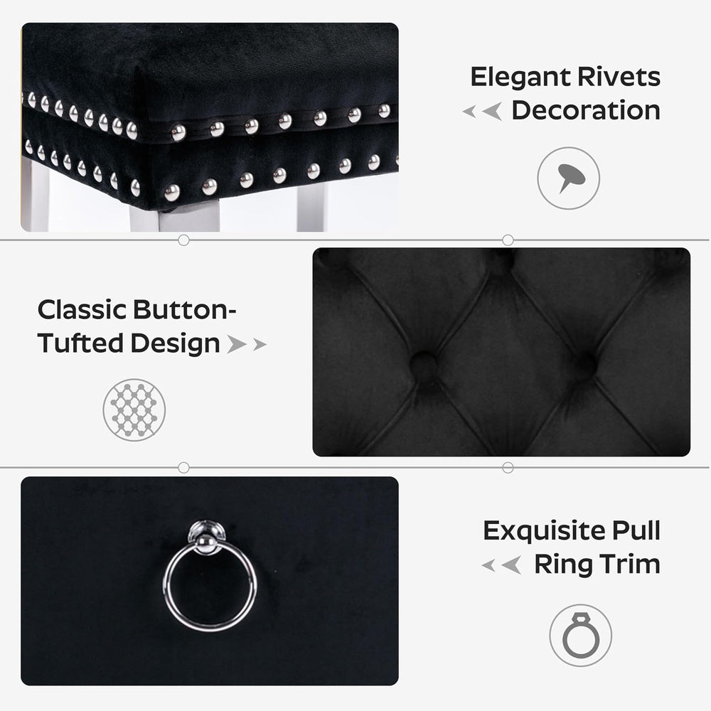 yeag Modern Rectangular Glass Dining Table Set, 47" Clear Tempered Glass...