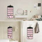 CHICECO Travel Jewelry Holder Organizer,Hanging Jewelry Organizer Storage with Zippered Pockets for Cloest,Jewelry Holder for Earrings, Necklaces (Pink Black)