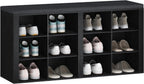Hzuaneri Shoe Storage Bench with Cushion, Entryway 12-Cubby Shoe Rack | multifunction shoe organizer cabinet with adjustable shelves for hallway, bedroom, living room, Black SB19004GY