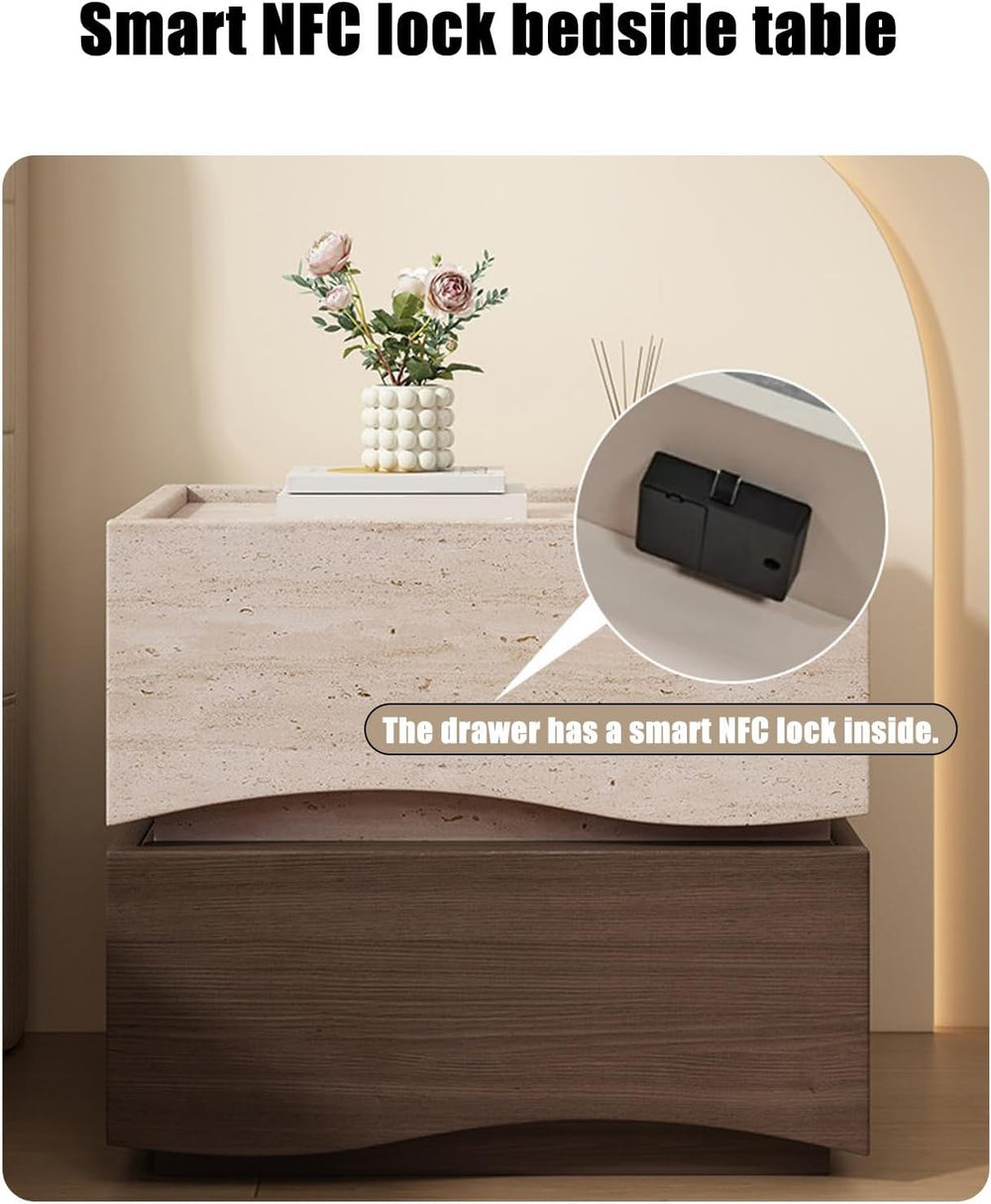 Bed end Table with Drawer, Smart Nightstand Table with Locks, Side end Bedsid...