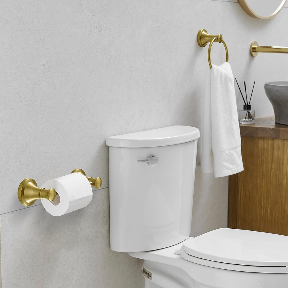 RUMOSE Pivoting Toilet Paper Holder and Hand Towel Ring, Brushed Gold