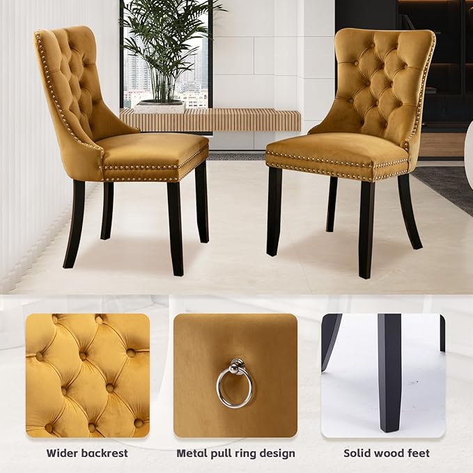 SoarFlash Kitchen Table and Chairs for 2, 24" Dining Table Set for 2 with Velvet Upholstered Chairs, 3 Piece Round Kitchen Table Set, Dining Room Table Set for Small Space, Apartment