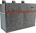 Bedside Caddy, Hanging Storage Bag, Chair Organizer Caddy, Remote, Magazine, Drink Bottle, Cell Phone Holder with Fixed Straps for Hospital Bed, Dorm Bed, Baby Stuff, Office (Grey Small)