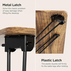 Folding Desk, 31.5" Hairpin Legs Small Desk with Power Strip for Bedroom, Space Saving Foldable Computer Desk for Home Office, No Assembly Need,Brown