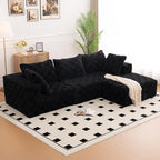 Modular Sectional Sofa, 108" L-Shaped Boneless Couch with Deep Seat, Corduroy Cloud Couch for Living Room, Bedroom, No Assembly Required, Ship in a Box, Checkered Black