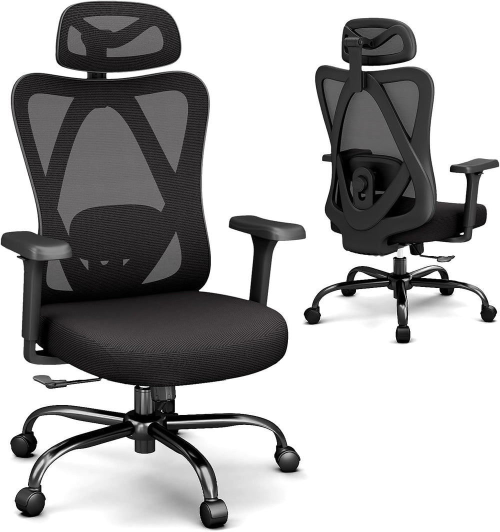 Mesh Office Chair with Headrest, Lumbar Support, 3D Arms, Wide Seat | 300 lbs...