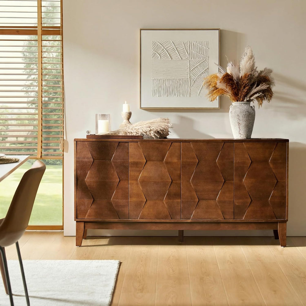 HULALA HOME Mid Century Sideboard Buffet Cabinet with Solid Wood Legs, 60&quo...