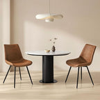 Yaheetech Dining Room Chairs Set of 2 Mid Century Modern Kitchen Chairs with Upholstered Faux Leather and Metal Legs for Dining Room, Living Room, Brown