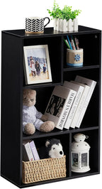 VECELO 5 Cube Modern Bookcases, 3 Tier Bookshelves,31 Inch High Cubby Storage Organizer，Shelf Hight Up to 12.8 Inches Suit for Most Books,Vertical or Horizontal Use Available,Vintage Black