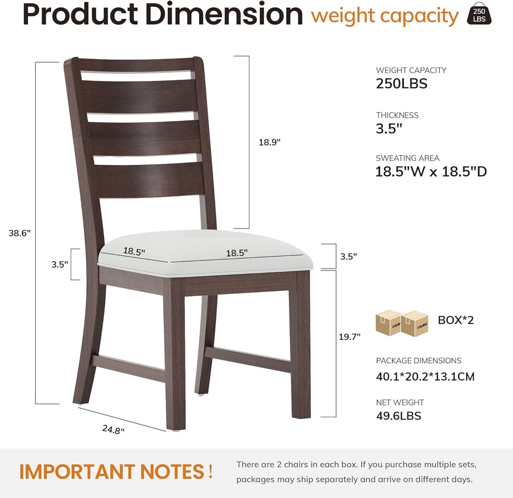COLAMY Wooden Dining Chairs Set of 4, Farmhouse Upholstered Dining Room Chair...