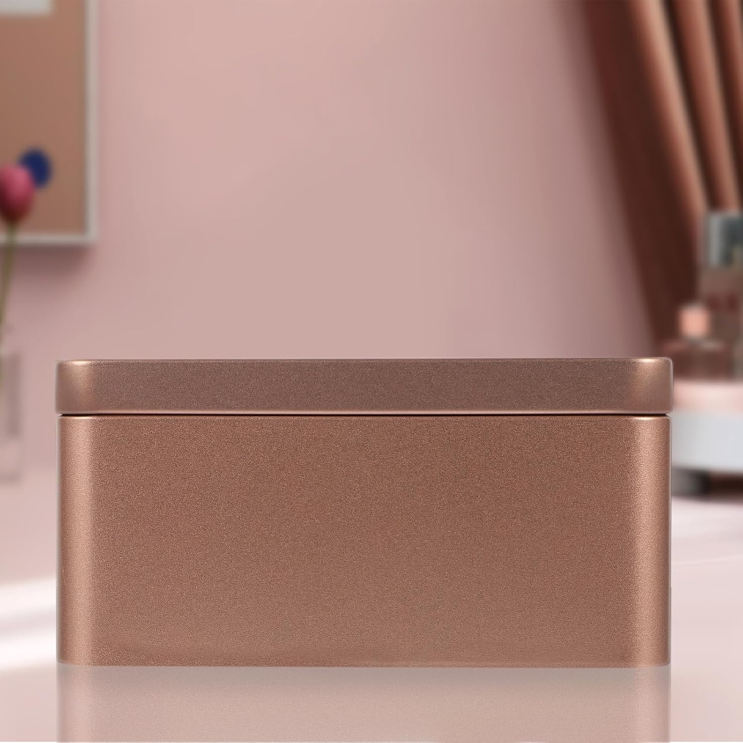 Alipis Tea Leaf Storage Container Rectangular Tinplate Box Mini Portable Tea Tin for Candies Snacks and Small Items Home Storage Box with Lid 5.11 X 3.14 X 2.36 in