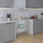 AmGood Stainless Steel Work Table with Wide Single Tier Overshelf | Metal Kitchen Prep Table & Shelving Combo (14" x 30" Work Table + 12" Overshelf), AMG-WT-1430+SOS-1230