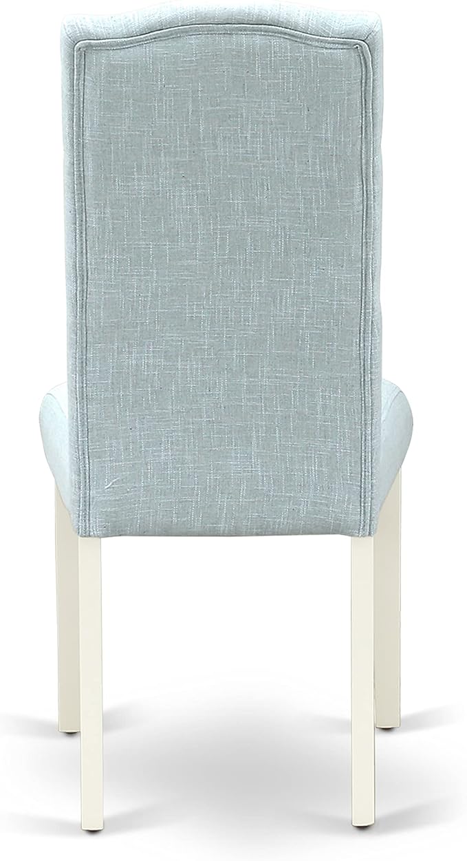 East West Furniture X097CE215-5 5 Piece Dining Room Table Set Includes a Rectangle Dining Table with X-Legs and 4 Baby Blue Linen Fabric Upholstered Parson Chairs, 40x72 Inch, Multi-Color