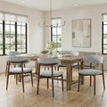 Dining Room Chairs Set of 6, Upholstered Farmhouse Dining Chairs, Modern Fabric Kitchen Chairs with Solid Wood Leg,Light Grey