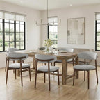 Dining Room Chairs Set of 6, Upholstered Farmhouse Dining Chairs, Modern Fabric Kitchen Chairs with Solid Wood Leg,Light Grey