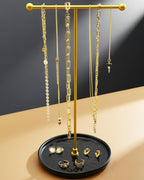 VROOMIUM Necklace Holder Stand - 6in Ceramic Base X 1ft Height, Aesthetic Decor for Bedroom, Jewelry Organizer for Necklace, Bracelets, Rings, Exhibidor de Collares- Mysterious Black