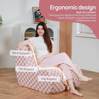 Giant Bean Bag Chair for Adults with Ottoman, Teddy Fabric Beanbag Chair with Memory Foam Filled,Plush Lazy Floor Sofa with Footstool Couch for Living Room,Bedroom,Dorm, Apartment, Pink