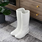 Modern White Decorative Umbrella Stand Indoor,Ceramic Rain Boot Umbrella Holder/ Cane Holder for Entryway,Flower Vase for Home Decor,Decorations for Living Room,Hallway,Office