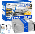8 Pack Jumbo Vacuum Storage Bags with Pump, Smart App Tracking, 8 Stickers & 1 Marker – Tear-Proof Oxford Fabric, Leak-Proof, Reusable Vacuum Seal Bags for Clothing, Blankets, Bedding, Comforters