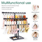 POVETIRE Headband Holder Stand Storage for Baby, 3 Tier Wooden Bow Organizer for Girls Hair Bows, Infant Hair Accessories Rack Display for Nursery Decor
