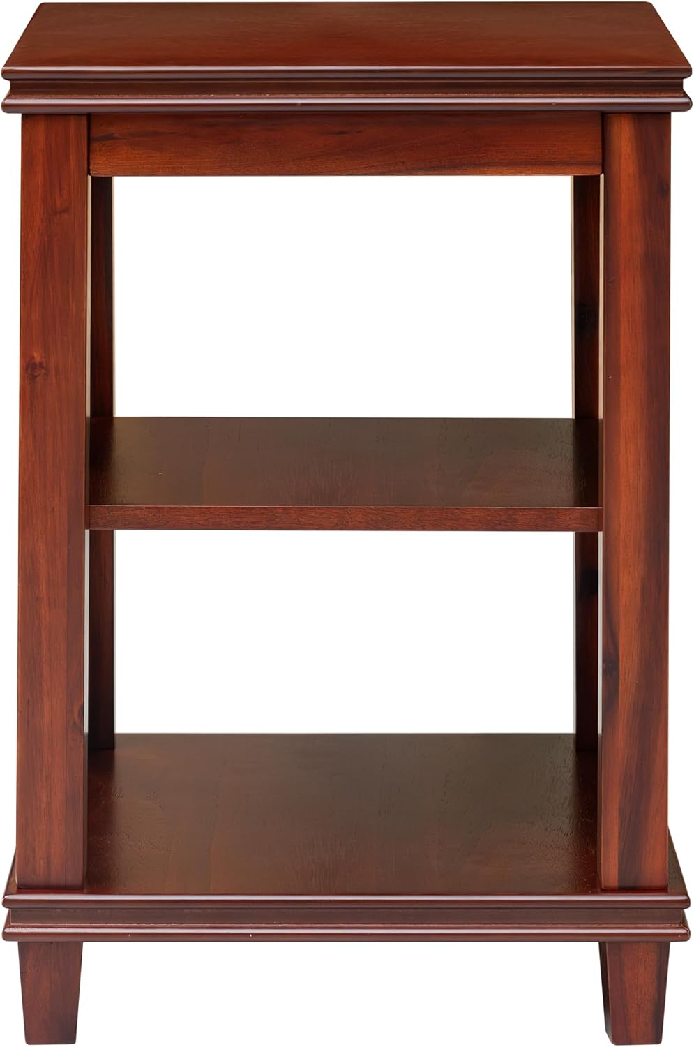 eHemco Solid Wood Square End Table with Storage Shelves, 3-Tier Accent Side T...