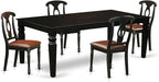 East West Furniture LGKE5-BLK-LC 5 Piece Dining Set Includes a Rectangle Dining Table with Butterfly Leaf and 4 Faux Leather Kitchen Room Chairs, 42x84 Inch, Black
