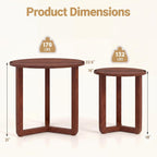 Tangkula Round Nesting Coffee Table Set of 2, Farmhouse End Tables with Solid Rubber Wood Tripod Legs, Compact Sofa Side Tables for Living Room Bedroom Small Spaces (Walnut)