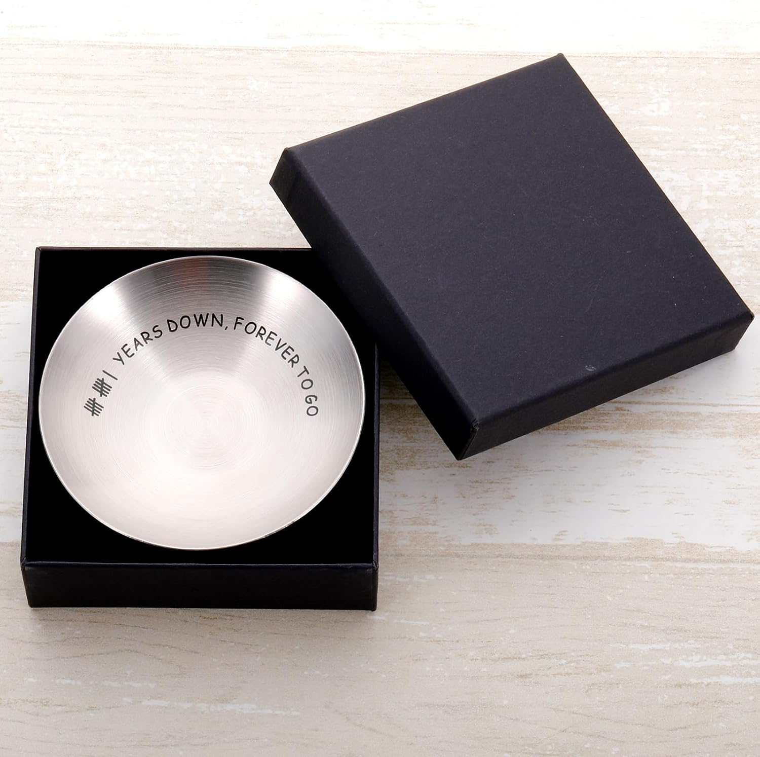 Cueillir Terre 11 Year Anniversary Steel Gift for Him Her, Steel Gifts for 11th Anniversary Jewelry Tray Ring Holder, 11th Anniverse Wedding Gifts for Men Women, Valentines Day Gift for Husband Wife