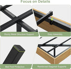 Feonase Floating Bed Frame King with Led Lights and Charging Station, Wood Full Size Bed Frame with Storage Headboard, Heavy Duty Metal Slats, No Box Spring Needed, Easy Assembly,Oak