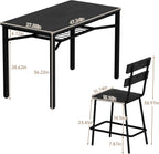 Hooseng 5-Piece Dining Table Set for 4, Counter Height Kitchen Table & 4 Bar Stools, Hightop Bar Table and Chairs Set with Storage, Farmhouse Small Dinette Set for Pub, Dining Room, Small Space