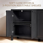 55" Black Sideboard Buffet Cabinet with Storage Modern Credenza with Doors Heavy Duty Wood TV Media Console Table Accent Cabinet for Living Room Hallway Entryway