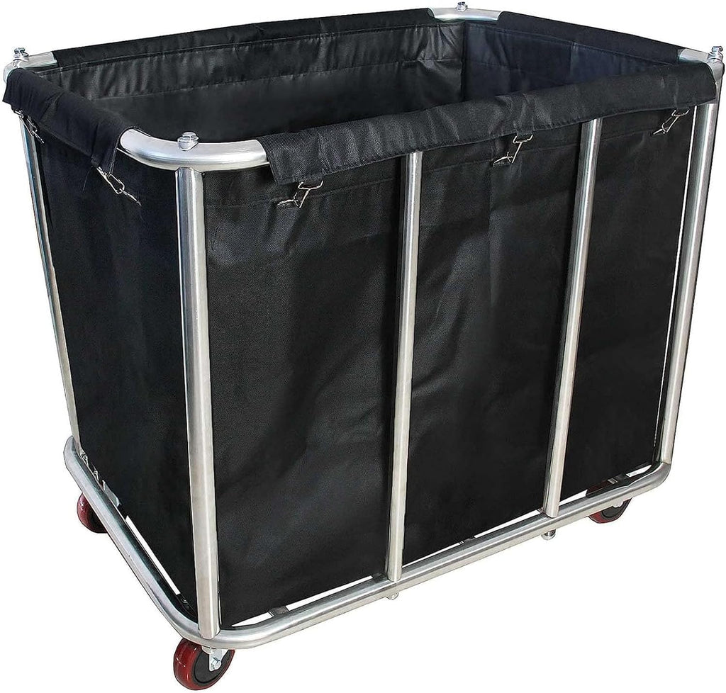 Large Laundry Cart with Wheels,Commercial Stainless Steel Heavy Duty Service Cart Laundry Hamper for Hotel/Home/School/Resort