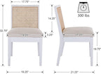 HNY Farmhouse Rattan Dining Chairs Set of 2, Mid Century Modern Kitchen & Dining Room Chairs, Cane Upholstered Kitchen Side Chair with White Hardwood Frame, Beige