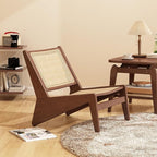 Rattan Chair 2Pcs, Mid-Century Accent Chair, Rattan Lounge Chair for Living Room, Boho Side Corner Comfy Chair for Bedroom and Balcony, Walnut