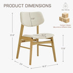 Wooden Dining Chairs Set of 6, Upholstered Modern Dining Room Chairs, Solid Oak Wood Kitchen Chairs with Soft Cushion Backrest for Farmhouse, Restaurant, Café (Cream Fabric & Original Color)