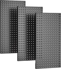 EVERHANGER Metal Pegboard Panels 24" x 12", Heavy Duty Steel Peg Boards for Garage, Pegboard Wall Organizer for Tool Storage and Organization, Black, 3 Pack