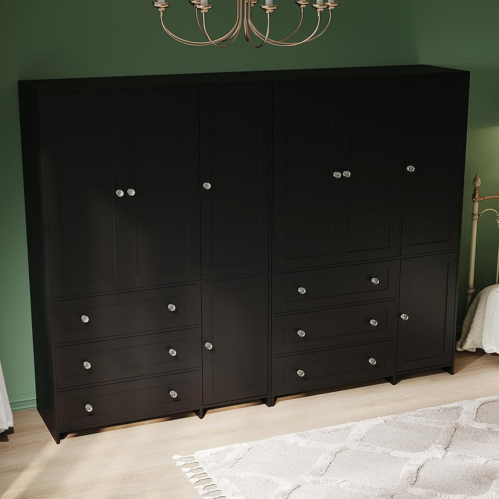 VOWNER 71" Armoire Wardrobe Closet with 3 Drawers and Mirror