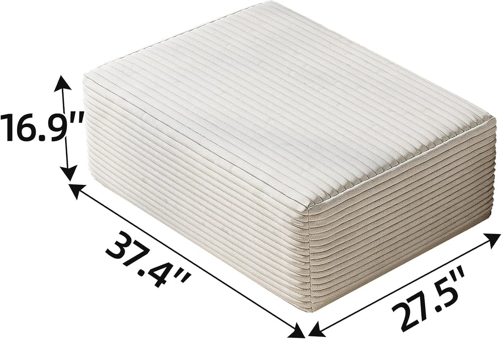 37.4" Plush Corduroy Ottoman, Upholstered Cloud Ottoman for Couch in a B...