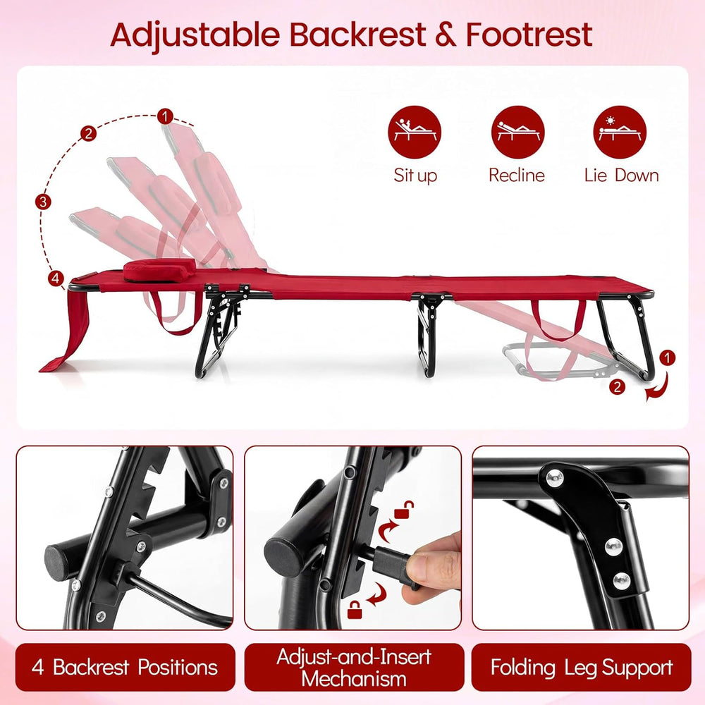 COSTWAY Tanning Chair with Face Hole, Pillows & Adjustable Backrest, Port...
