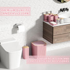 Bathroom Accessories Set - 25PC Pink Bathroom Set, Bathroom Set with Shower Curtain and Rugs, Pink Shower Curtain Set, Toilet Brush, Bathroom Trash Can
