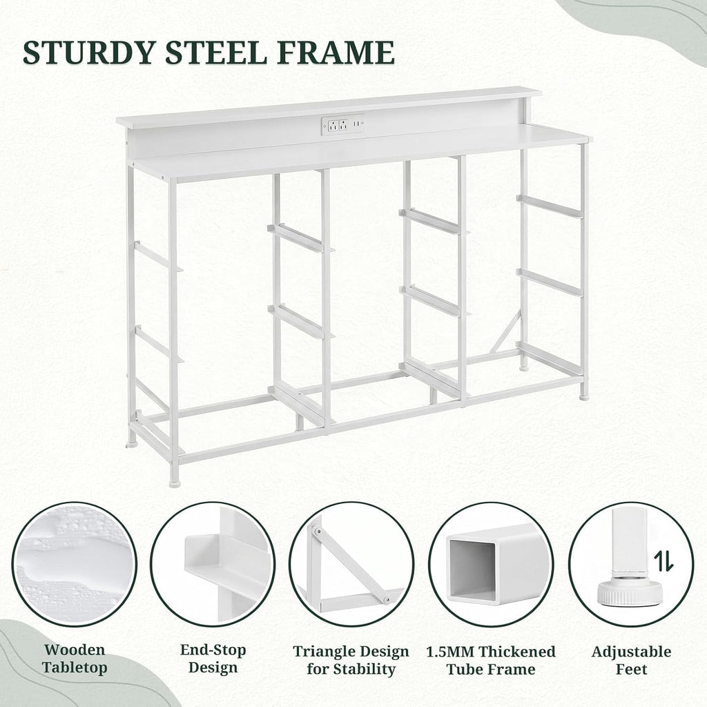 TV Stand with LED Lights & Charging Station, 9 Fabric Drawers Dresser | Entertainment Center for TV up to 55 inch Wooden Media Console Table Storage Organizer for Living Room, Bedroom, White