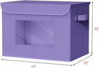 Univivi Storage Bins with Lids [4-Pack] Fabric Lidded Storage Baskets Stackable Closet Storage Bins, Closet Organizers and Storage with Lid & Clear Window for Home, Office, Bedroom (Purple)