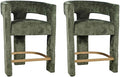 Jofran Upholstered Counter Stool with Arms – Versatile Barstools – Stylish Seating for Kitchen Dining Room or Home Bar, Forest, Set of 2