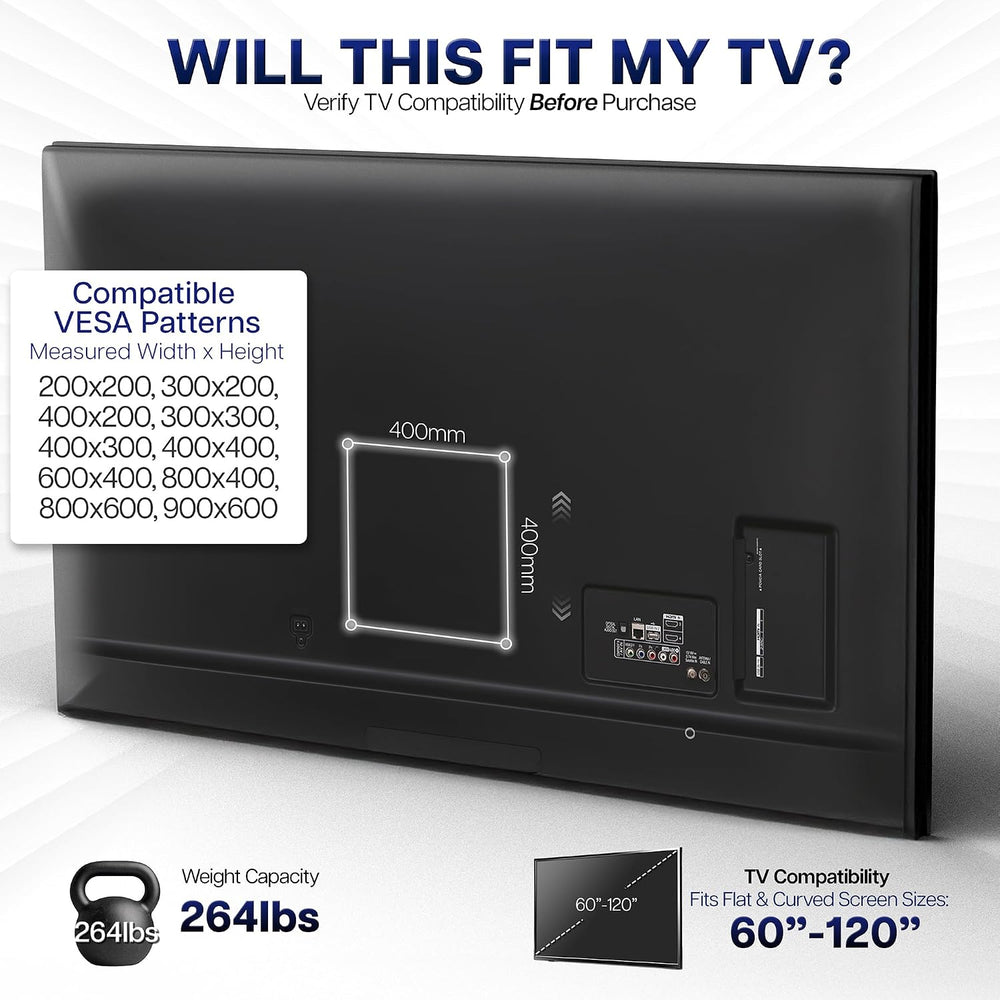 VIVO 60 to 120 inch Large Screen Heavy Duty TV Wall Mount for LCD LED Flat an...