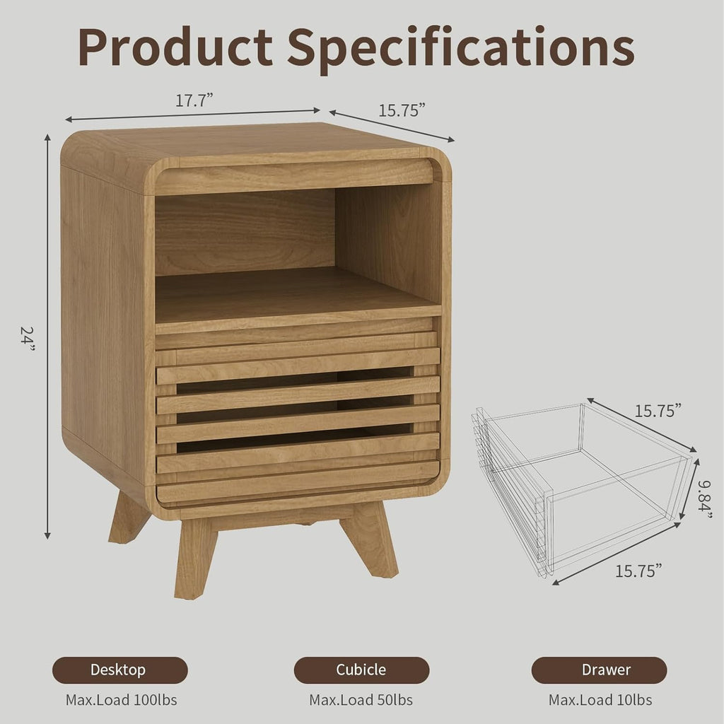 8 Drawer Dresser and Nightstand Sets for Bedroom, 3 Piece Bedroom Set, Wood 8 Drawer Dresser and Nightstand Set of 2, Fluted Chest of Drawers Wide Storage Organizer Cabinet Set, Natural Oak