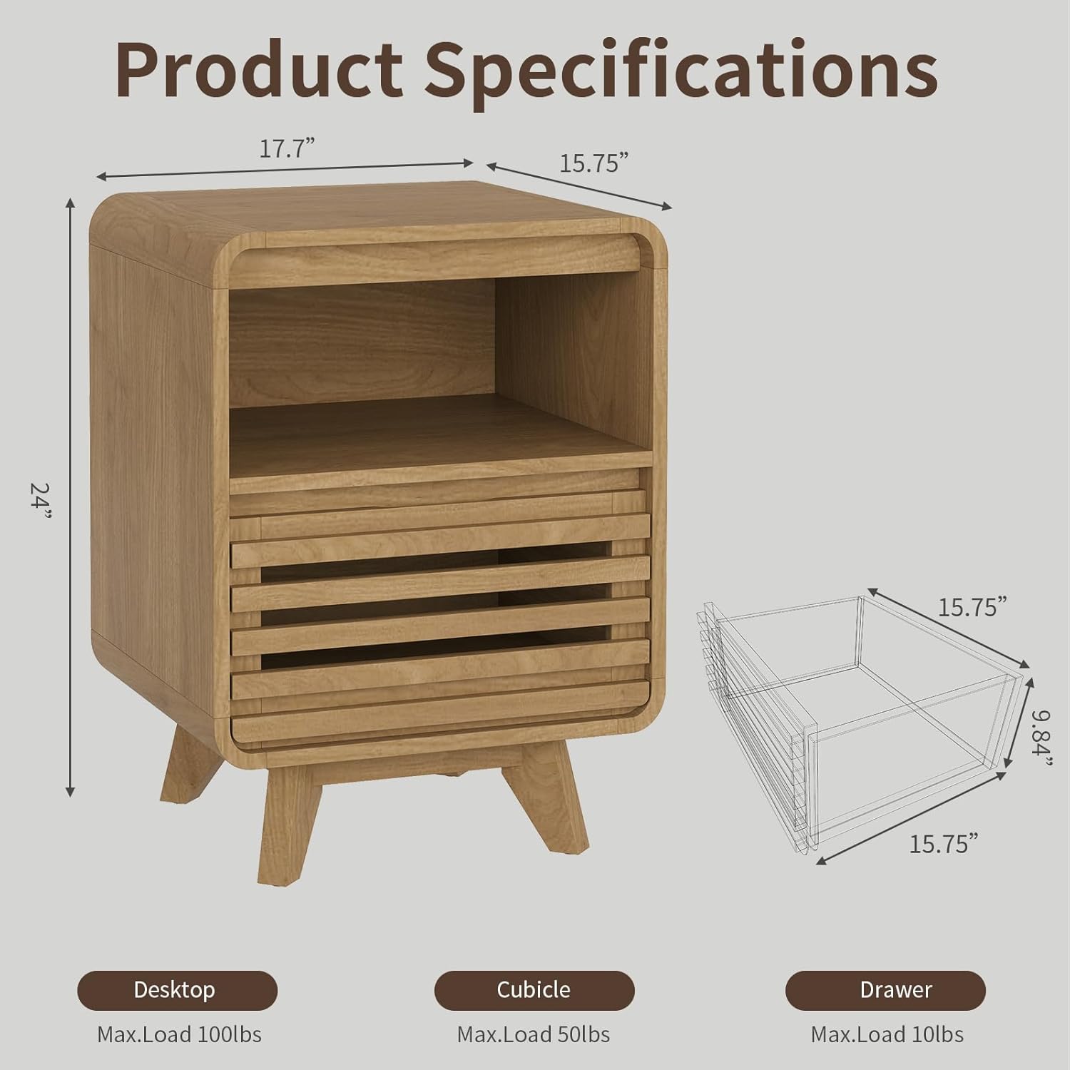 Tall Dresser and Nightstand Sets for Bedroom, 3 Piece Bedroom Set, Fluted 6 Drawer Dresser and Nightstand Set of 2, Wood Chest of Drawers Storage Organizer Cabinet Set, Natural Oak