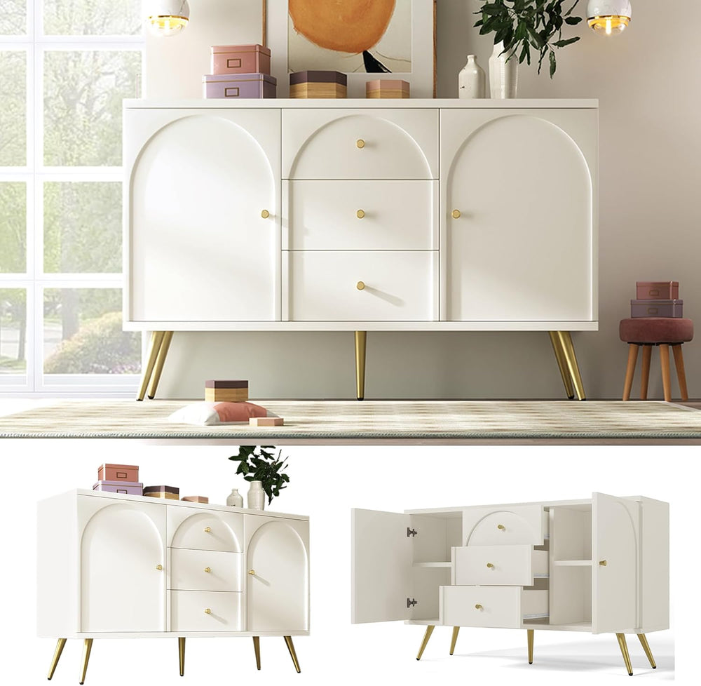 CYJZH Modern Metal Foot Two Door Dining Cabinet, Combining Wood and Metal, Si...