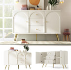 CYJZH Modern Metal Foot Two Door Dining Cabinet, Combining Wood and Metal, Simple Style, Dining/Living Room/Kitchen Storage cabinets, Providing Large Storage Space (2Cream White + MDF)
