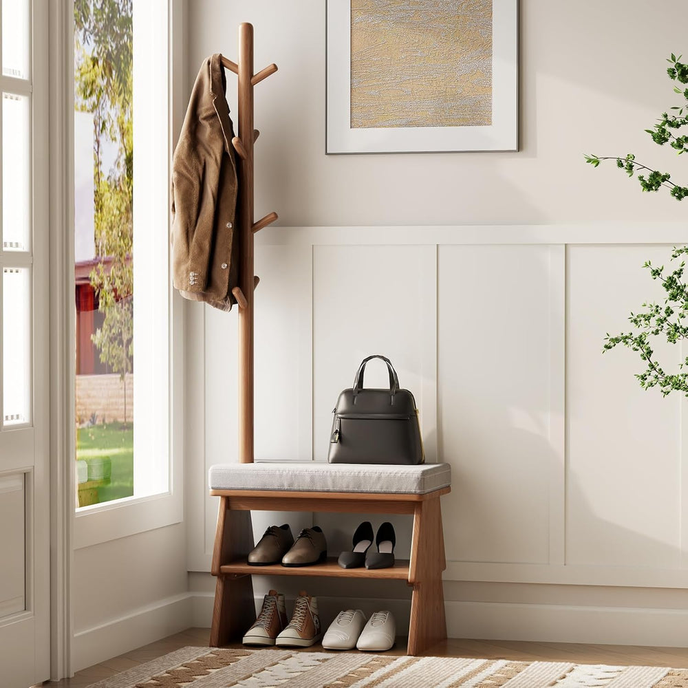 Coat Rack with Shoe Storage,Shoe Rack whit 8 Hook for Offices、Bedroom、Living ...