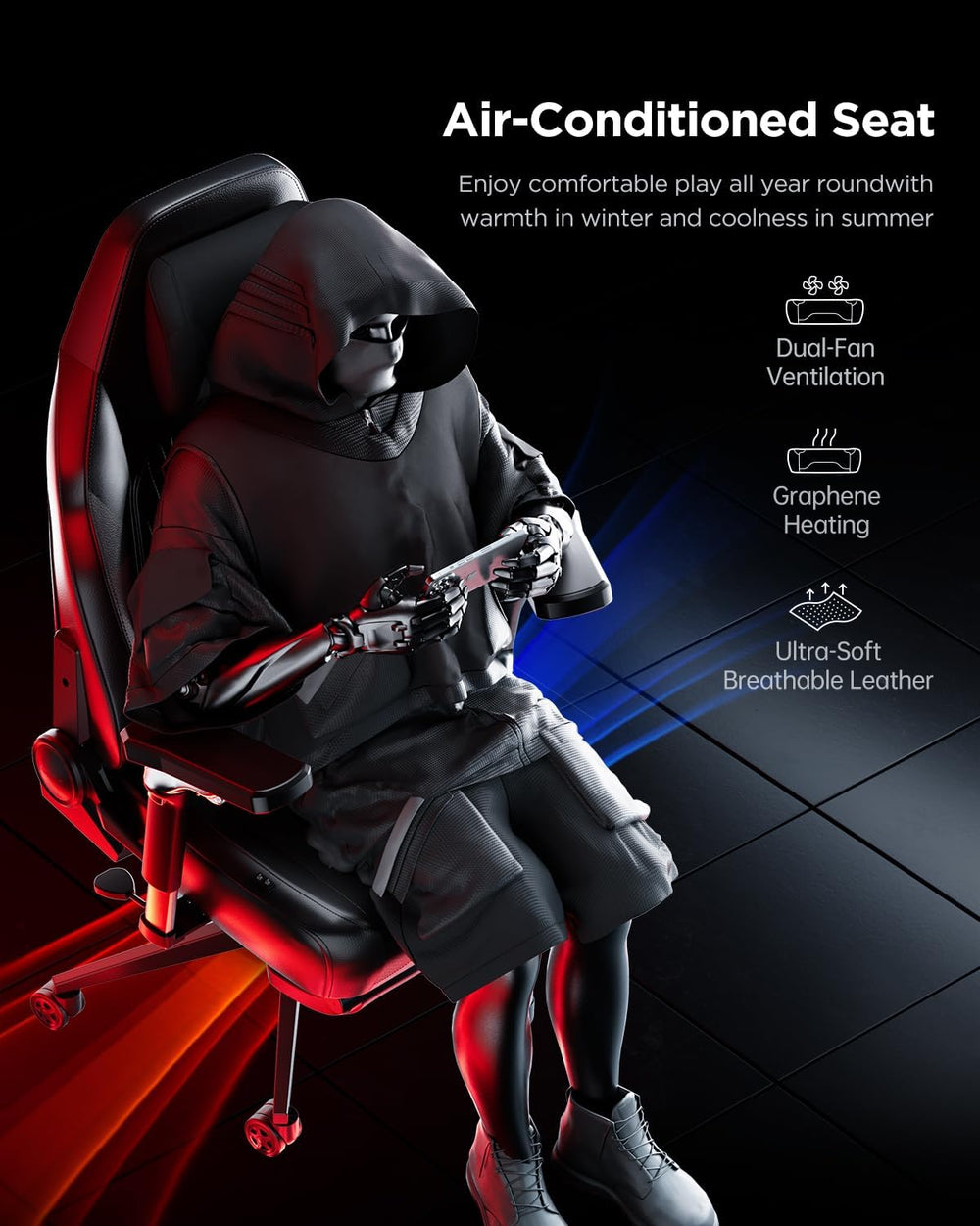 AutoFull M6 Gaming Chair, Ergonomic Office Chair with Ventilated Heating, AUT...